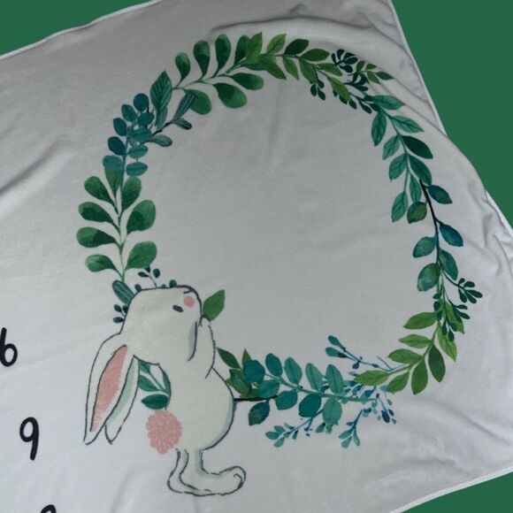 Unisex Baby Milestone Bunny Blanket Infant Growth 4x3 Chart - Picture 2 of 4